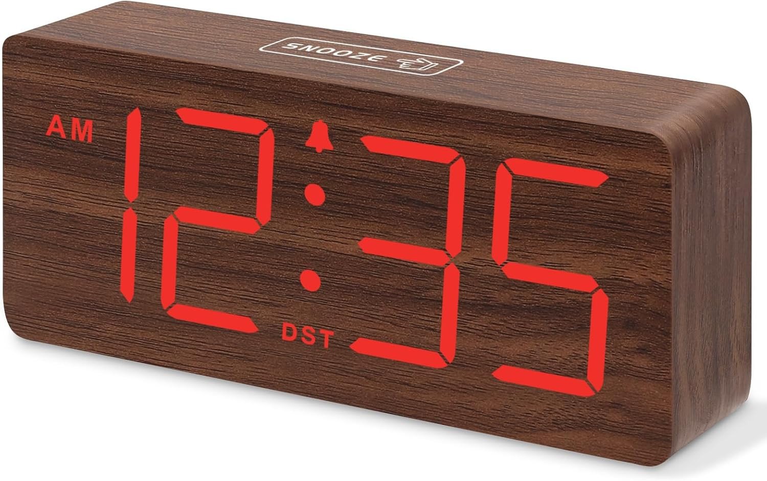 Dreamsky Wooden Digital Alarm Clock for Bedroom - Desk Clocks with Large Numbers