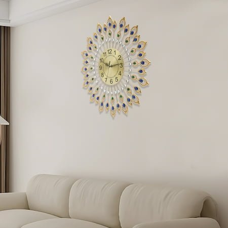 Dwellnix Modern Large Wall Clock 26inch Elegant Design 3D Clocks Living Room Decor