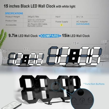 dzyasd RGB Clock for Gaming Desk Clock 9.7 3D LED Clock Digital Neon Clock for Bedroom Wall Digital Aesthetic Clock Light Clock for Gaming Room with Remote/Dimming/Date/Temperature