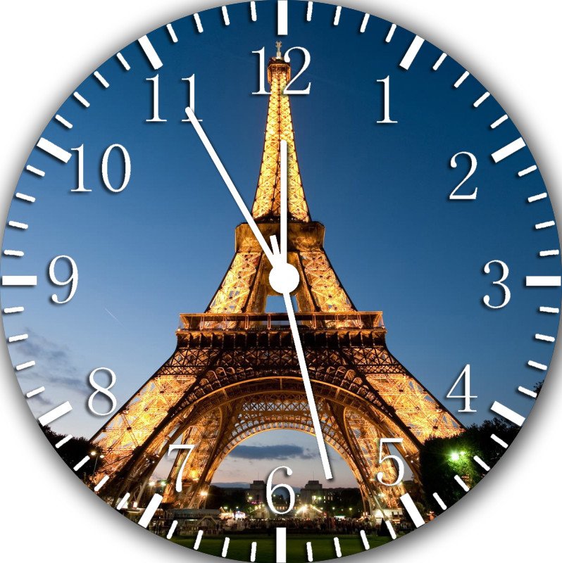 Eiffel Tower Frameless Borderless Wall Clock Nice For Gifts or Decor W398