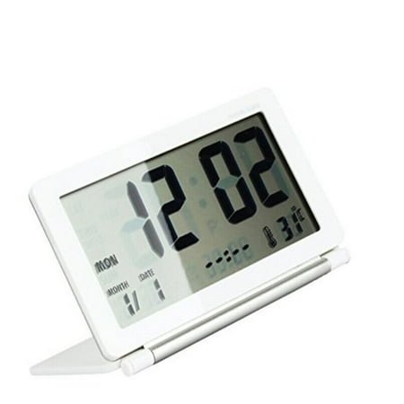 ELAYARD Portable Digital Clock Folding Type with Temperature and Time Display for Outdoors 1Pcs White