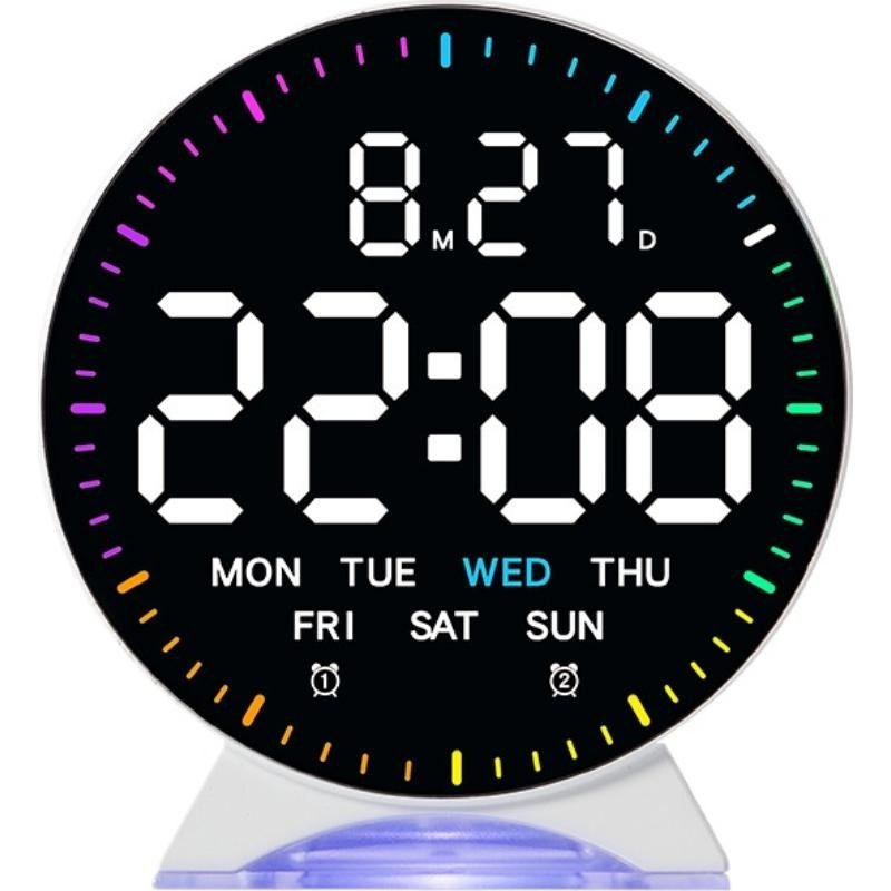 Electronic Clock Multi-functional LED Alarm Clock Colorful Nightlight Digi /US