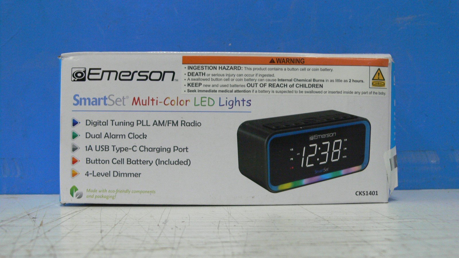 Emerson CKS1401 Smartset AM/FM Dual Alarm Clock Radio with 0.9” Small, Black