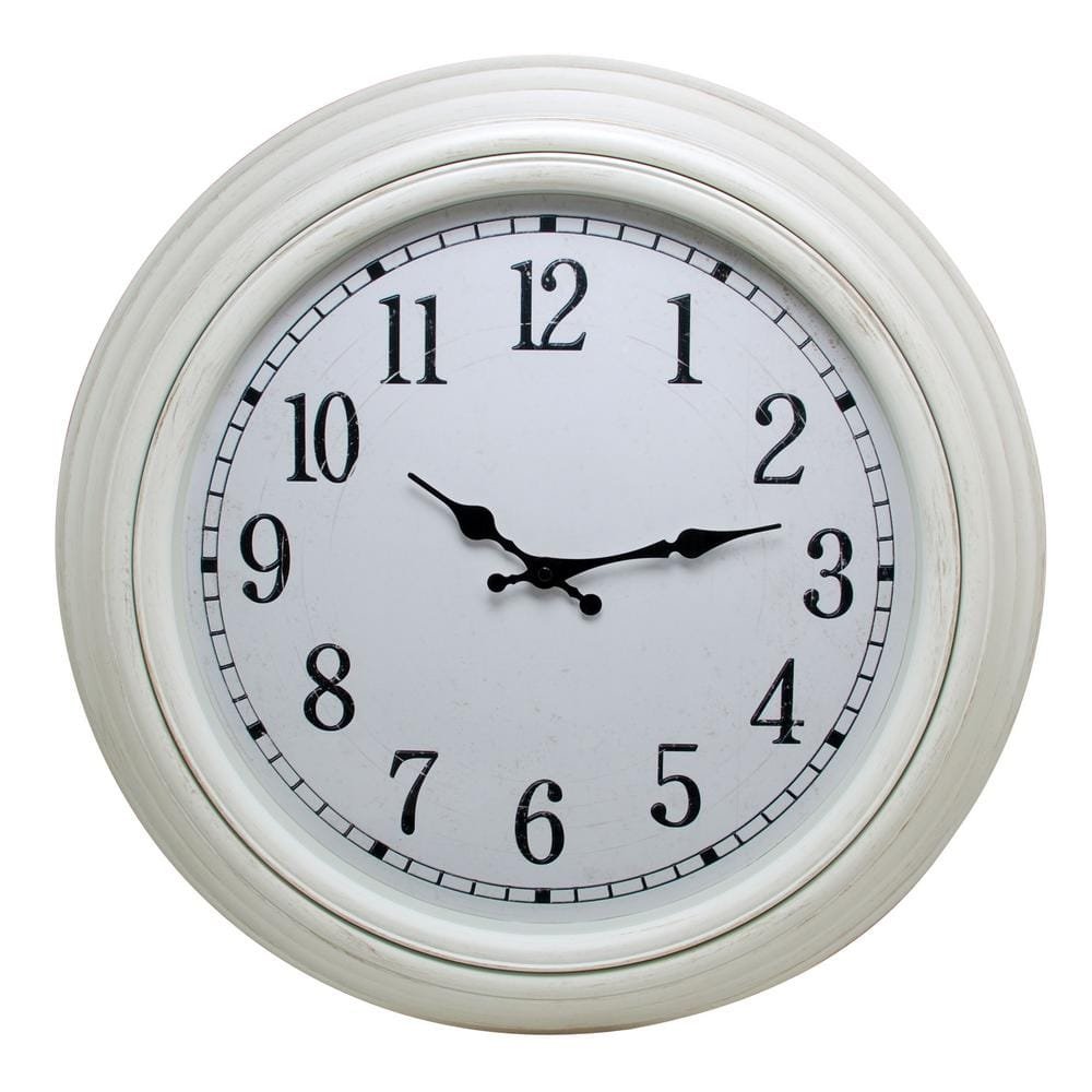 Emmerson 20 in. Wall Clock 2 in. D - Weathered White