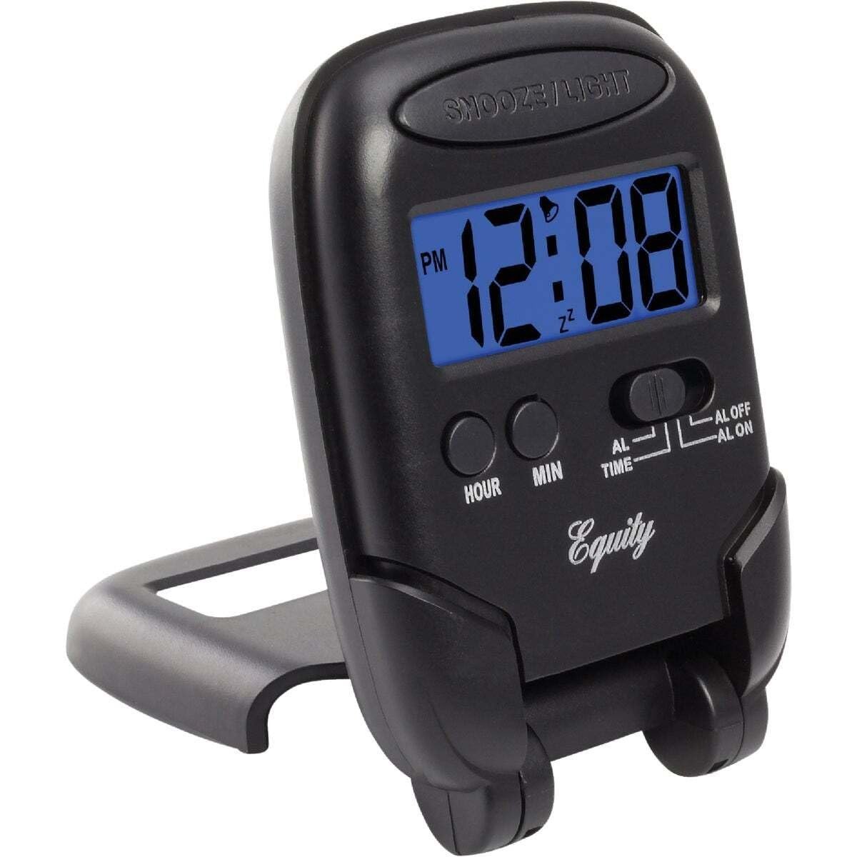 Equity LCD Fold - Up Travel Alarm Clock with Blue Backlight, 3.85L x 2.50W