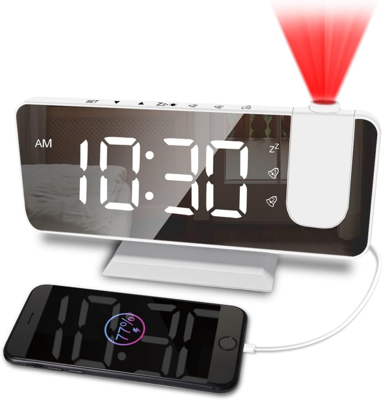 Extra Loud Alarm Clock with Bed Shaker Vibrating Alarm Clock for Heavy Sleeper