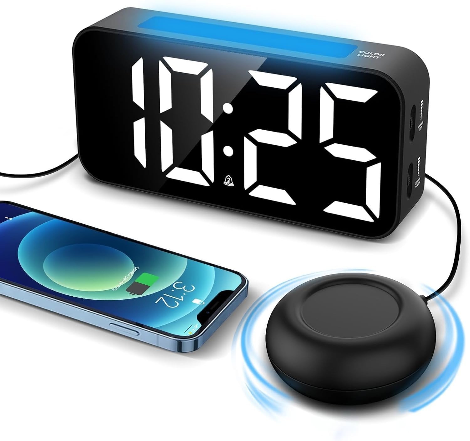 Extra Loud Alarm Clock with Bed Shaker Vibrating Alarm Clock for Heavy Sleepers