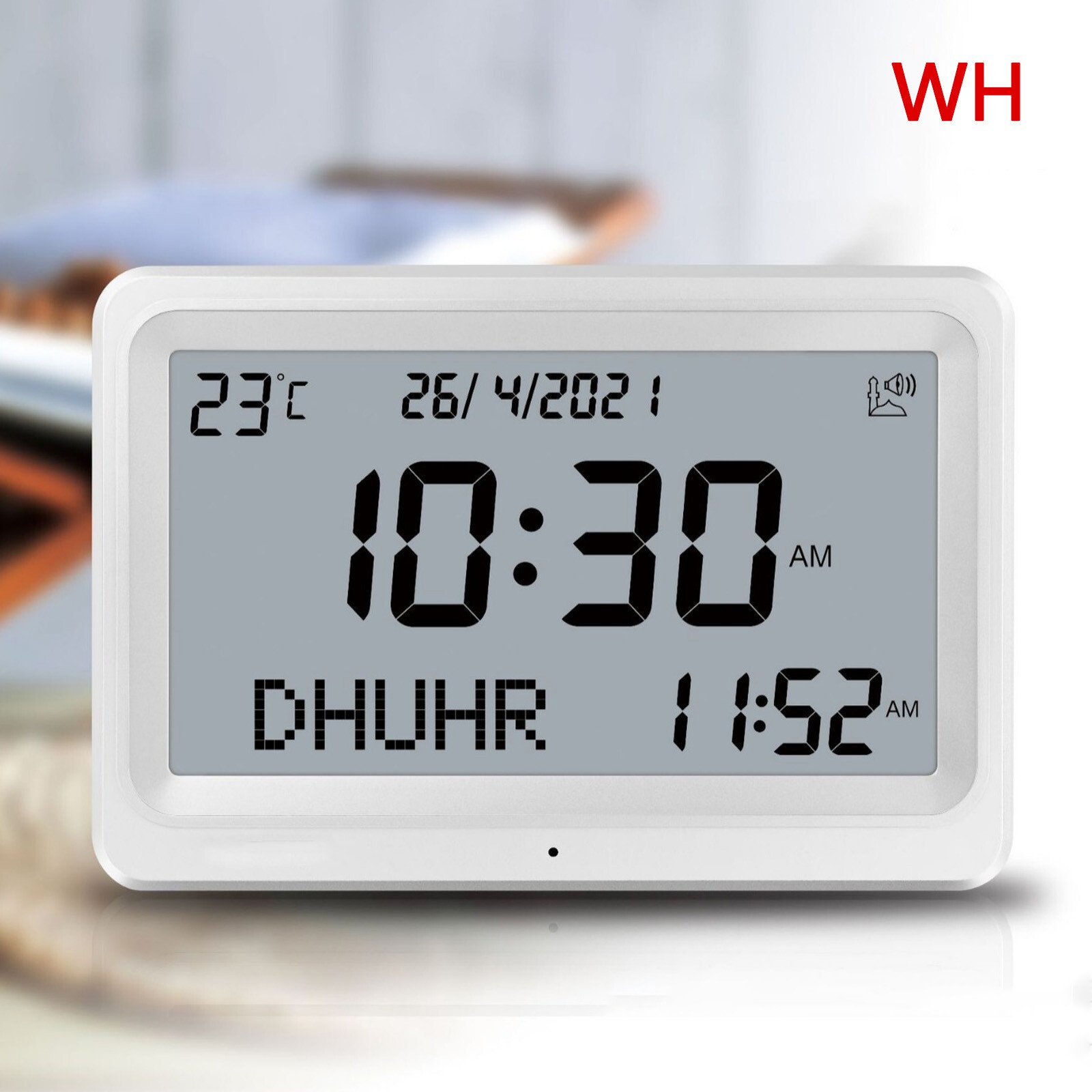 FAJ-113 Automatic Digital 8 Azan Prayer Sounds Islamic White Clock