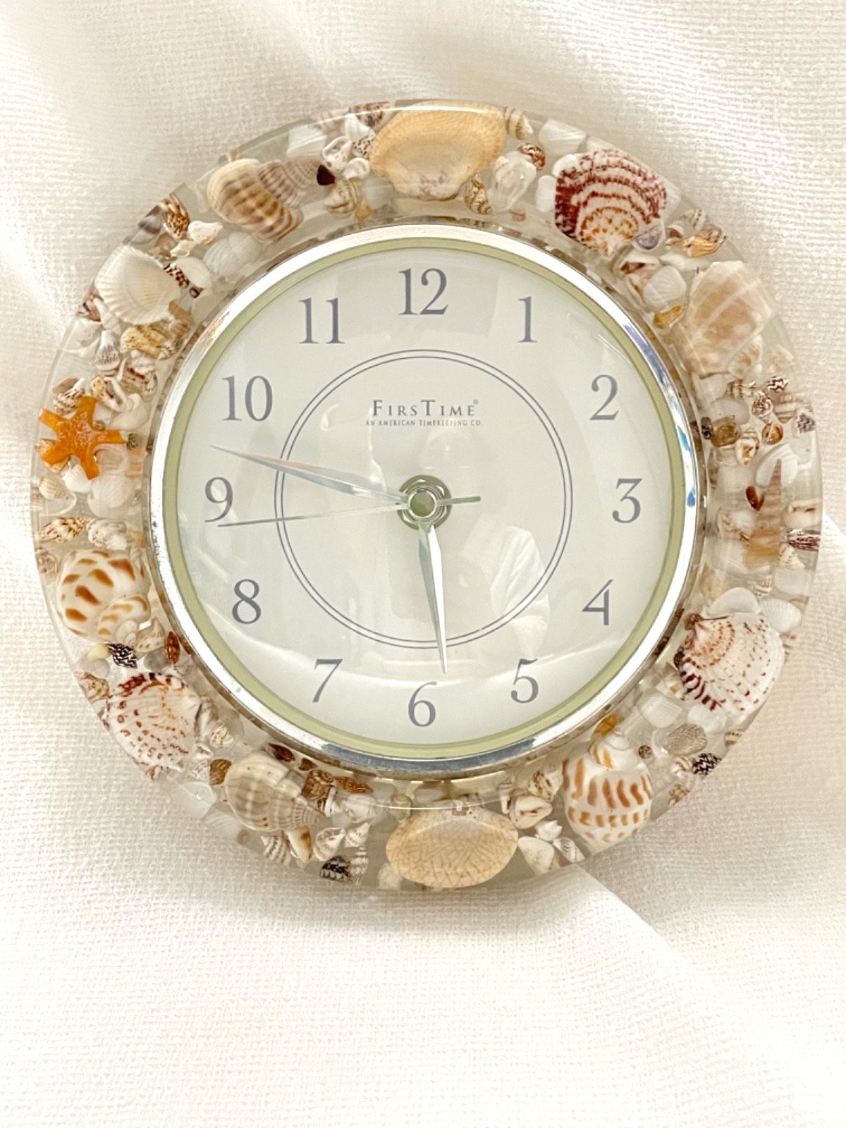 First Time Sea Shell Wall Clock Works Acrylic Lucite Ocean Beach Tropical photo First Time Sea Shell Wall Clock Works Acrylic Lucite Ocean Beach Tropical featured image
