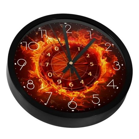 Flame Dart Board Silent Wall Clock, Non Ticking Battery Operated 9.8 Inch Wall Clocks for Bedroom Kitchen Home Office School Art Decor