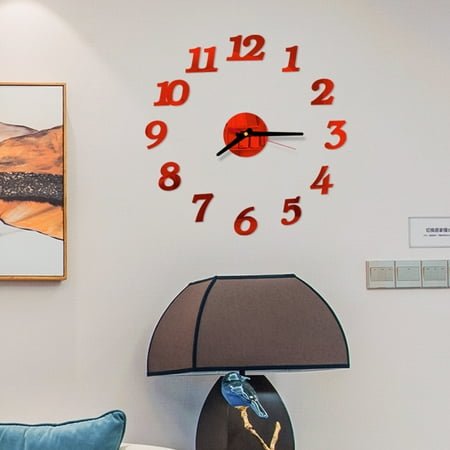 FOMIYES Modern Wall Clocks Acrylic Dark Red Home Decorations 1Set 15.7in Diameter