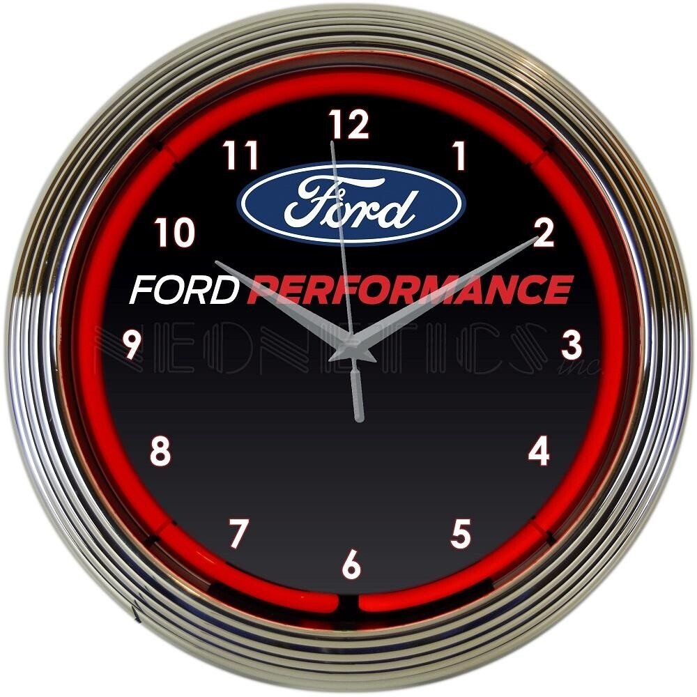 Ford Performance Red Neon Wall Clock 15" Diameter 8FRDPF Neonetics