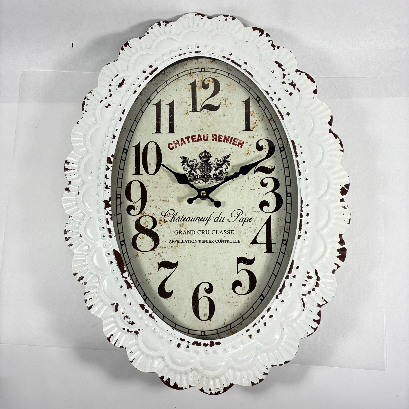 French Country Vintage Style Wall Clock Shabby Chic Metal 18" x 14" Wall Decor