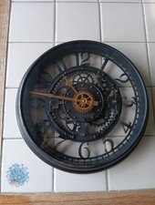 Gears 12" Brushed Oil Rubbed Bronze Round Wall Clock, Glass Lens, Quartz