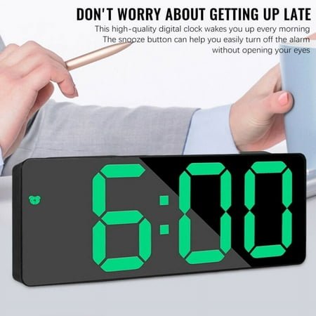 Ghojet Alarm Clock Digital Battery Powered LED Travel Alarm Clocks Beside Mains Powered Non Ticking with Snooze Temperature Date Time Brightness Adjustable for Kids Adults