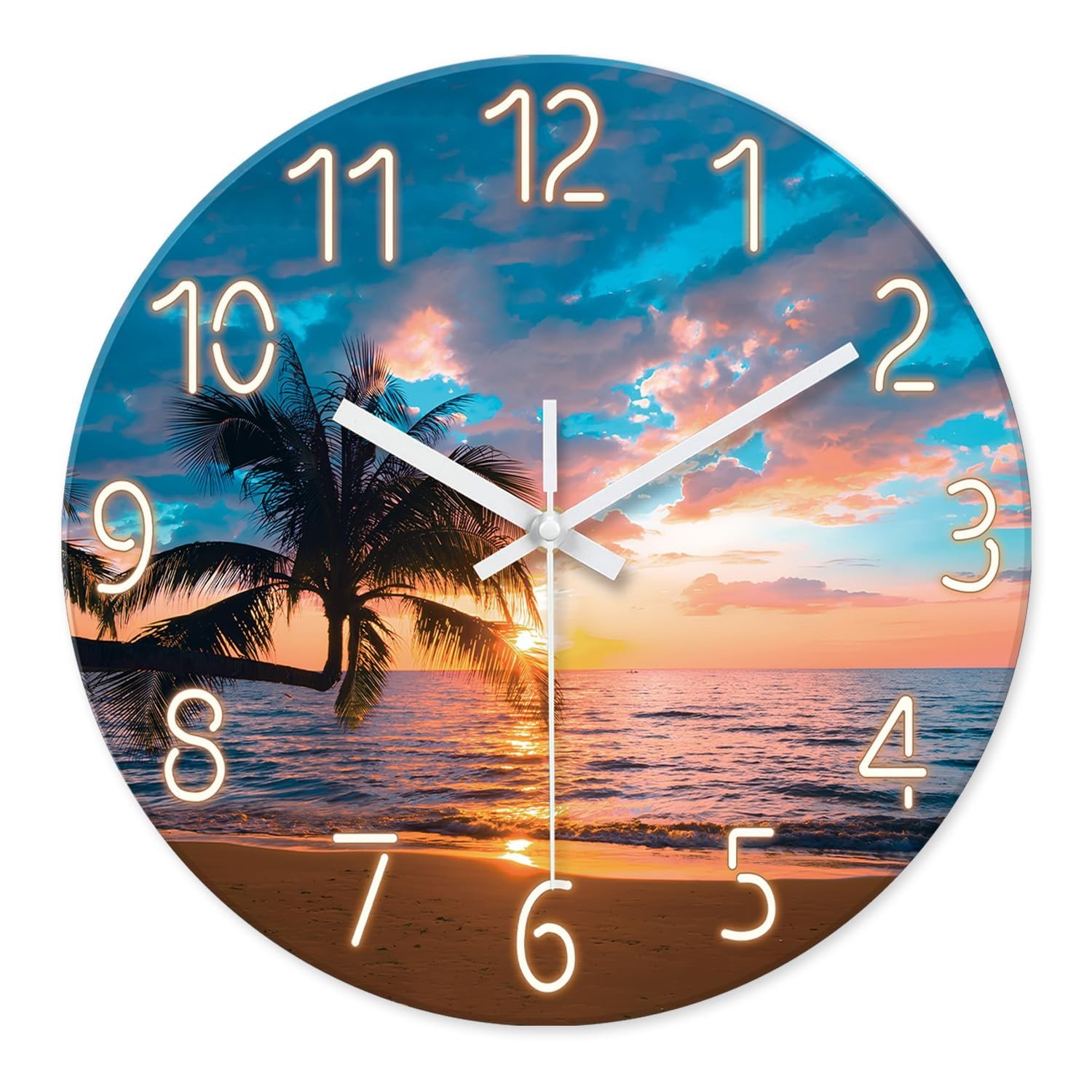 Glass 24 Wall Clock Blue Giant Wall Clock Battery Operated Oversized Wall Clo...