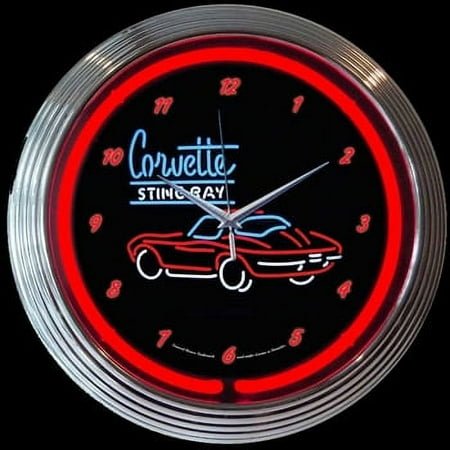 GM Corvette Sting Ray Neon Clock