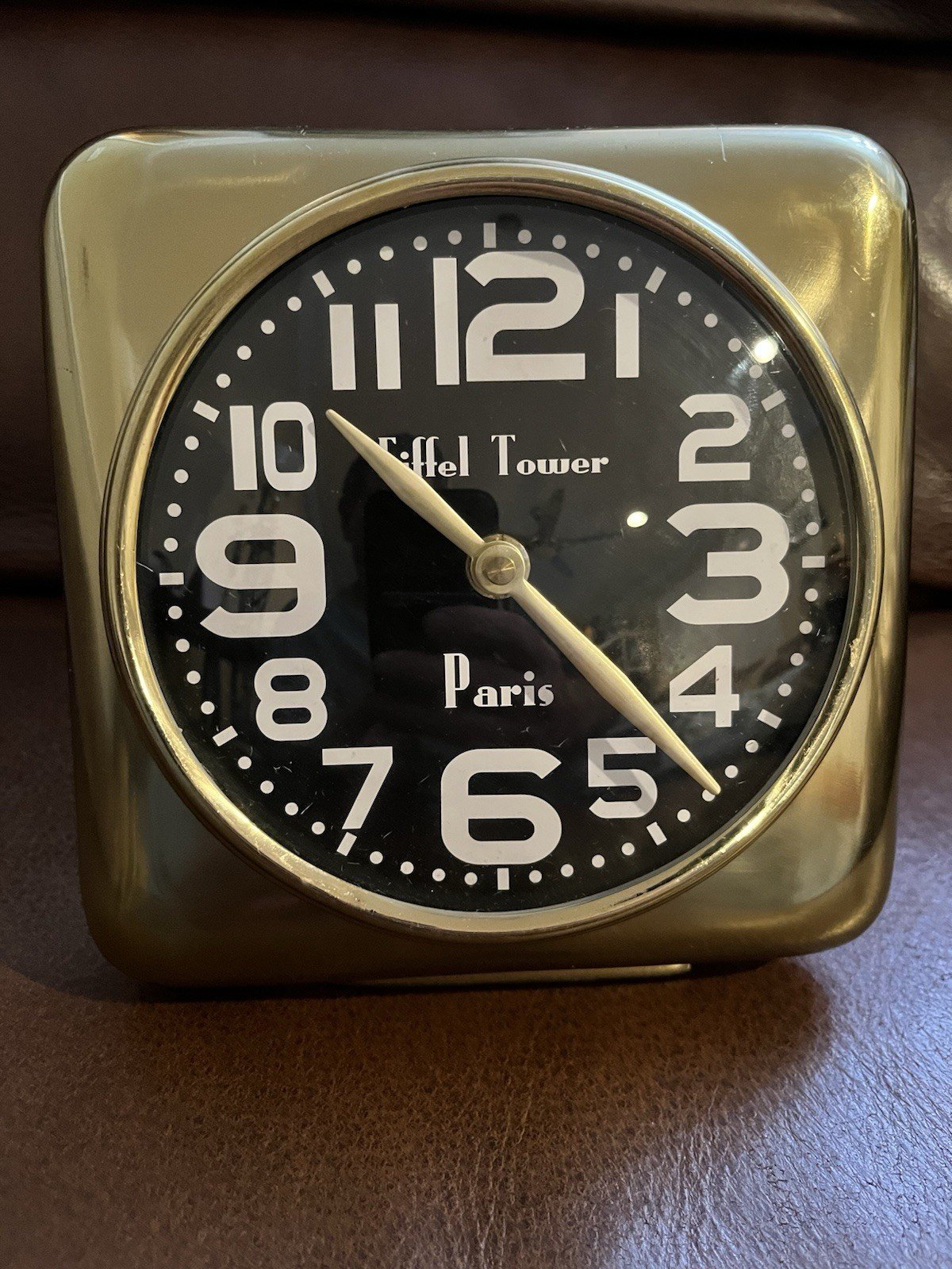 Gold Chrome Steel Square Bubble Eiffel Tower Paris Clock