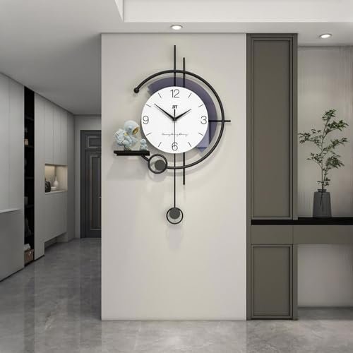 Guvuon 31 inch Large Wall Clocks for Living Room Modern Astronaut Decor Clock Silent Non-Ticking Quartz Battery Operated for Bedroom Kitchen Office Home Wall Decor for Indoor House (31 * 20in)