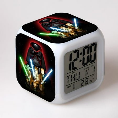 HANNTAOO LED Alarm Clock Star_Wars Pattern Creative Desk Table Clock Glowing Electronic Colorful Digital Clock for Unisex Adults Girl Boy Kids Children Toy Birthday Present Gift HTNL#808