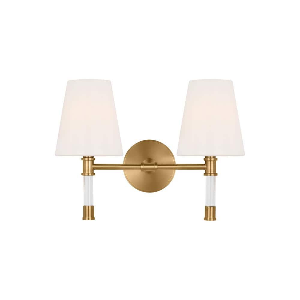 Hanover 15 in. W x 11 in. H 2-Light Burnished Brass Dimmable...