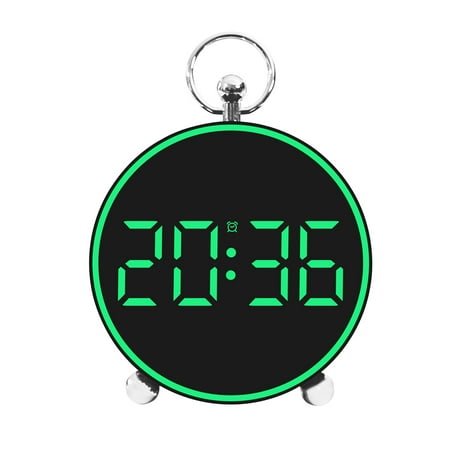 HBBKVI Alarm Clock, Round LED Display Digital Clock for Bedroom Living Room, Temperature Display Digital Clock, Green