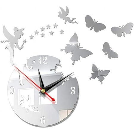 Heldig DIY Wall Clock, Silent Butterfly Wall Clock, Modern Fashion Wall Clock, 3D Butterfly Mirror Wall Clock, Office Hotel Home Decoration