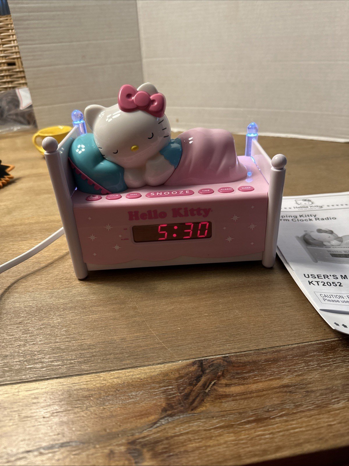 Hello Kitty Alarm Clock Model KT2052P Tested Working