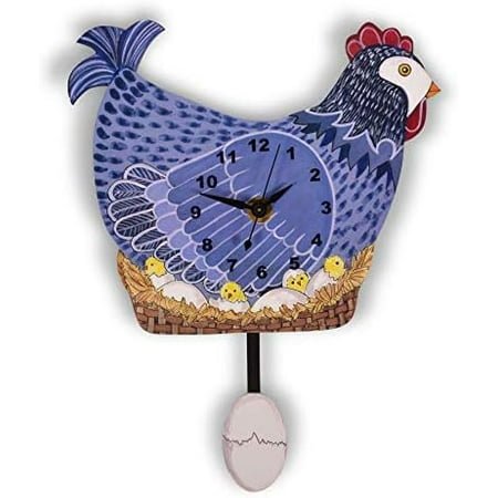 Henny Chicken Pendulum Wall Clock, Handmade in The USA