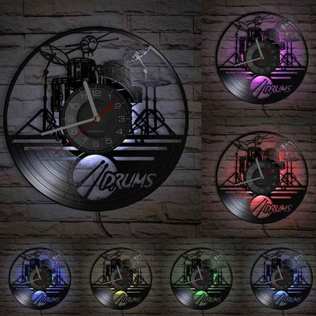 Home Decor Gnobogi Vinyl Record Wall Clock Car Clock Shelf Drum Musical Instrument Shape Wall Clock on Clearance