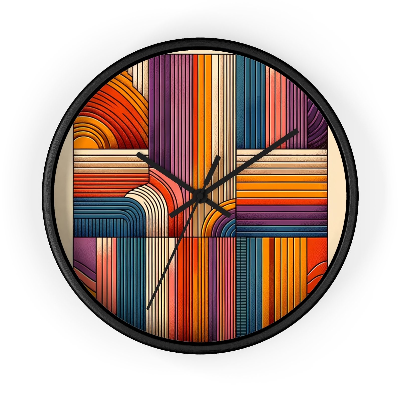 Home Decor Wall Clock Bold Striped Patterns Vibrant Colors Texture