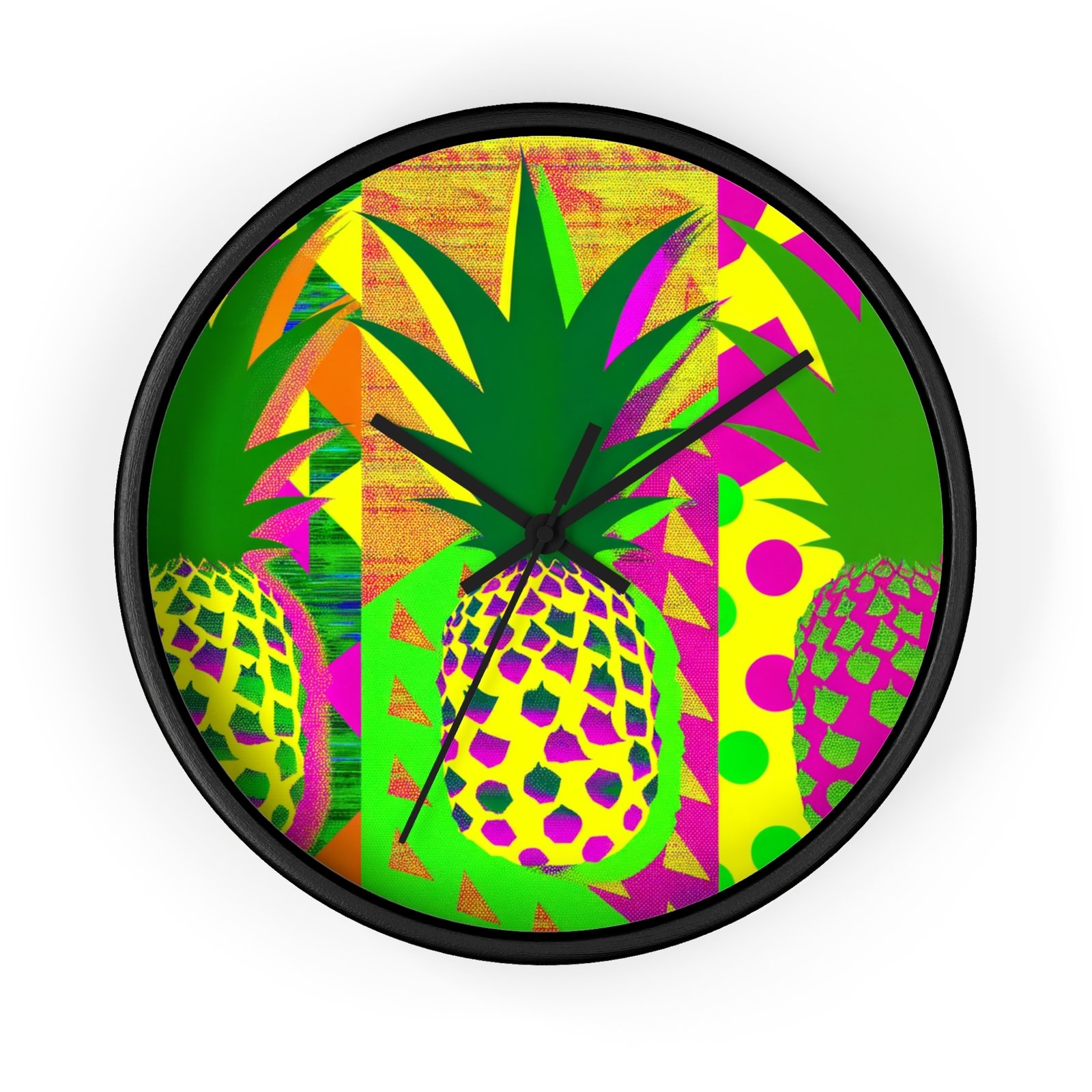 Home Decor Wall Clock Pineapple Pop Art Bold Colors Design