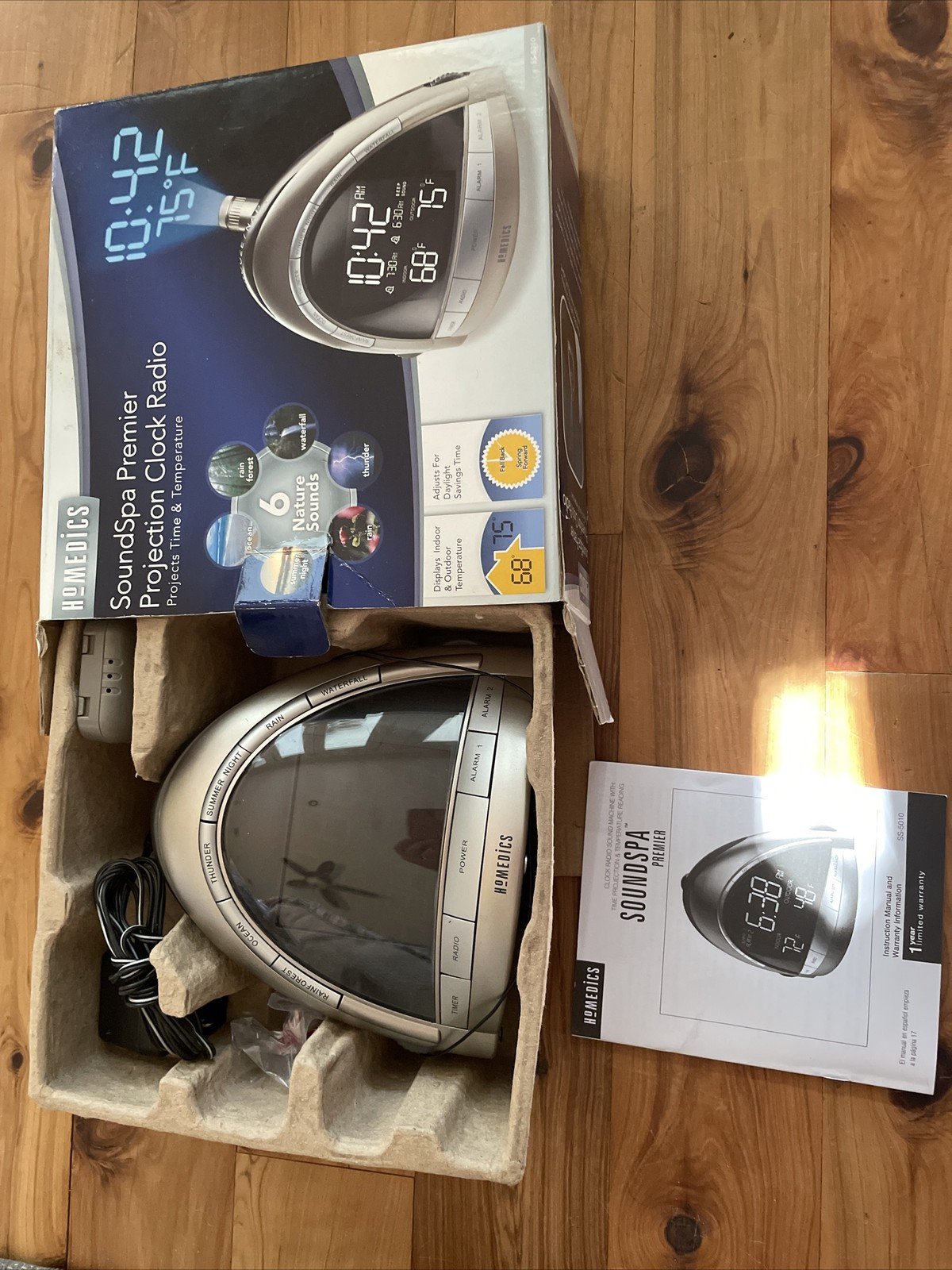 HoMedics SoundSpa Premier SS-5010 AM/FM Clock Radio/Projector Working Tested