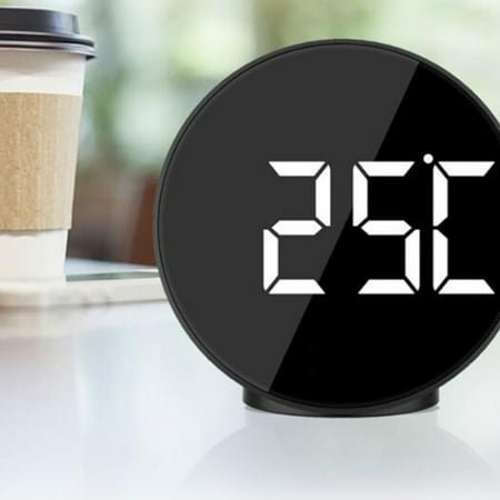 HOMEMAXS Mirror Cordless Contemporary Clock Voice Control Travel