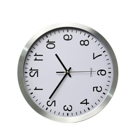 HONMEET 1Pc Hanging Wall Clock White Stainless Steel Decorative for Home