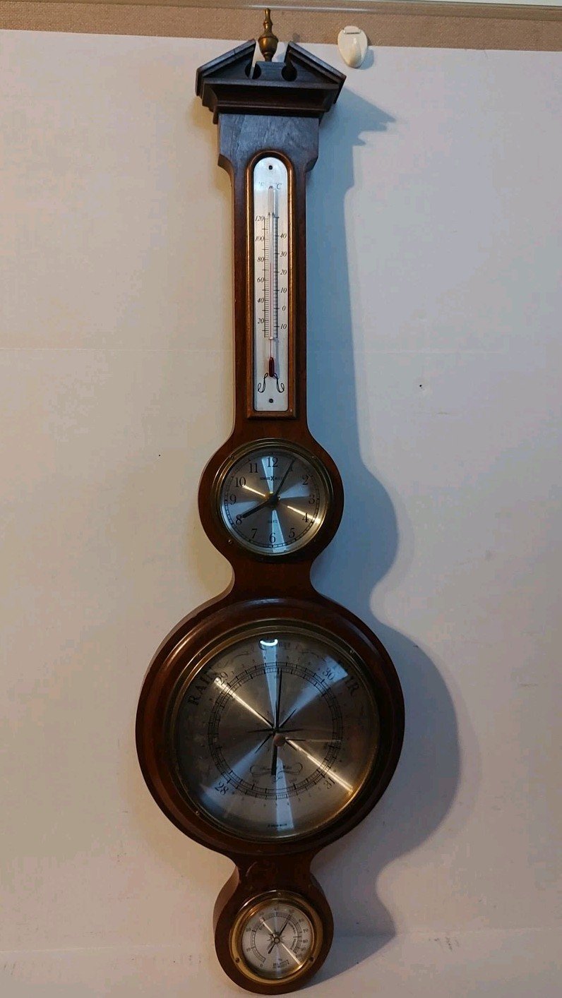 Howard Miller 612-718 Catalina Wood Wall Clock W/ Barometer Thermometer Humidity