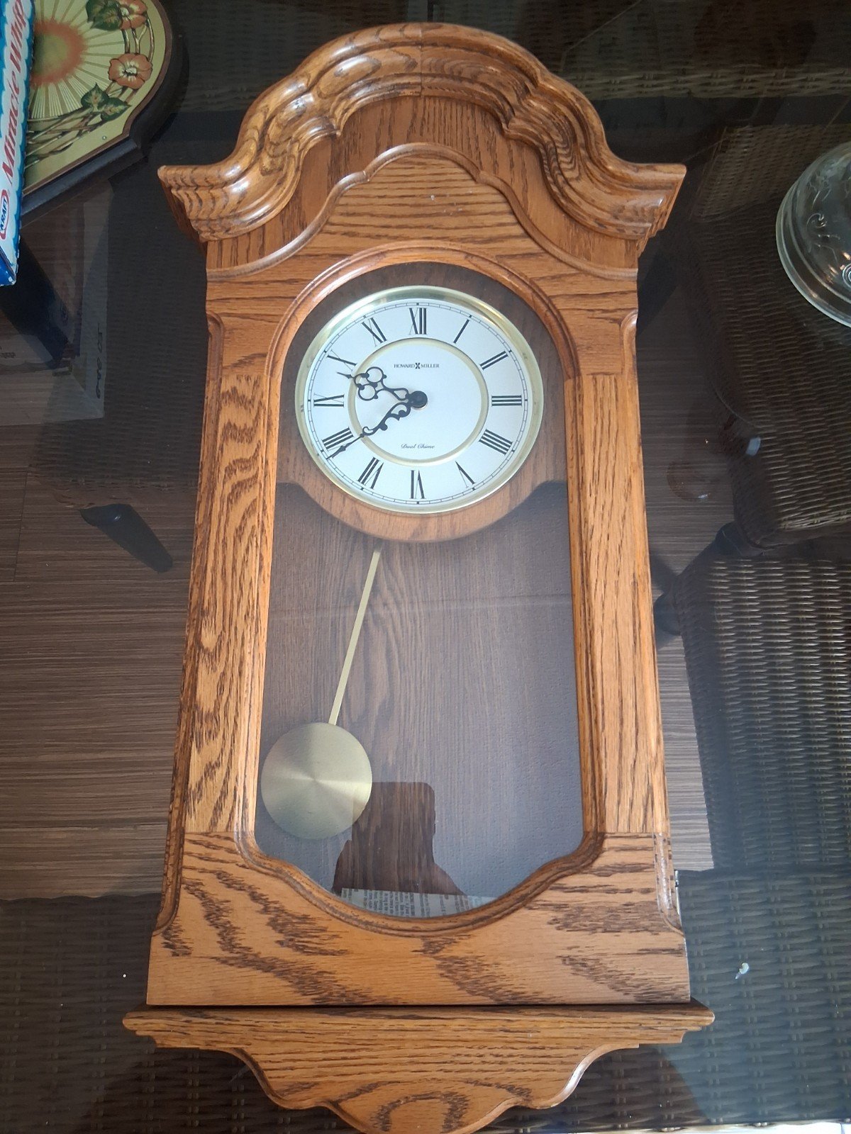 Howard Miller 613 328 oak dual chime Wall Clock please read description photo Howard Miller 613 328 oak dual chime Wall Clock please read description featured image