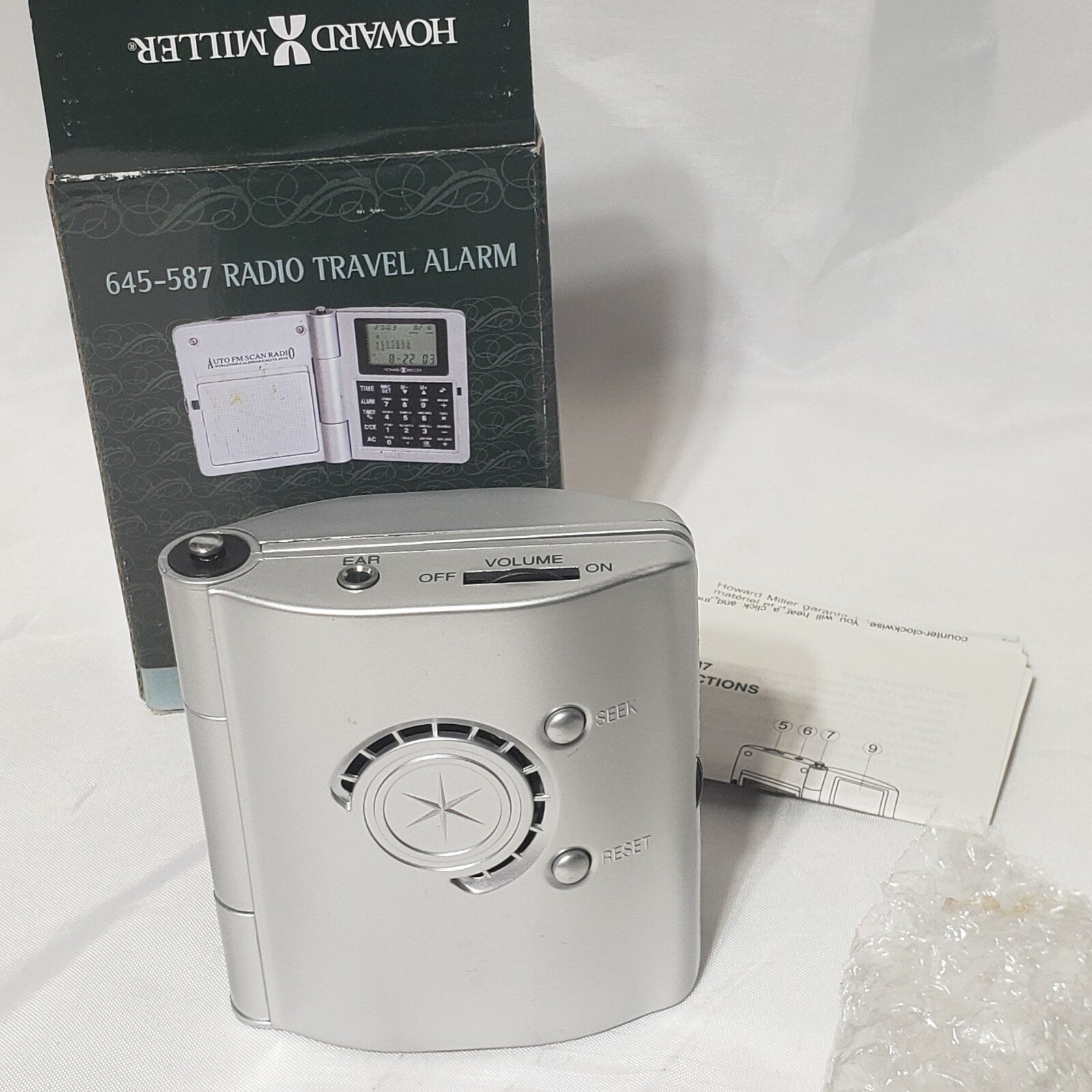 Howard Miller 645-587 Radio Travel Pocket Alarm Tabletop Office Shelf Clock