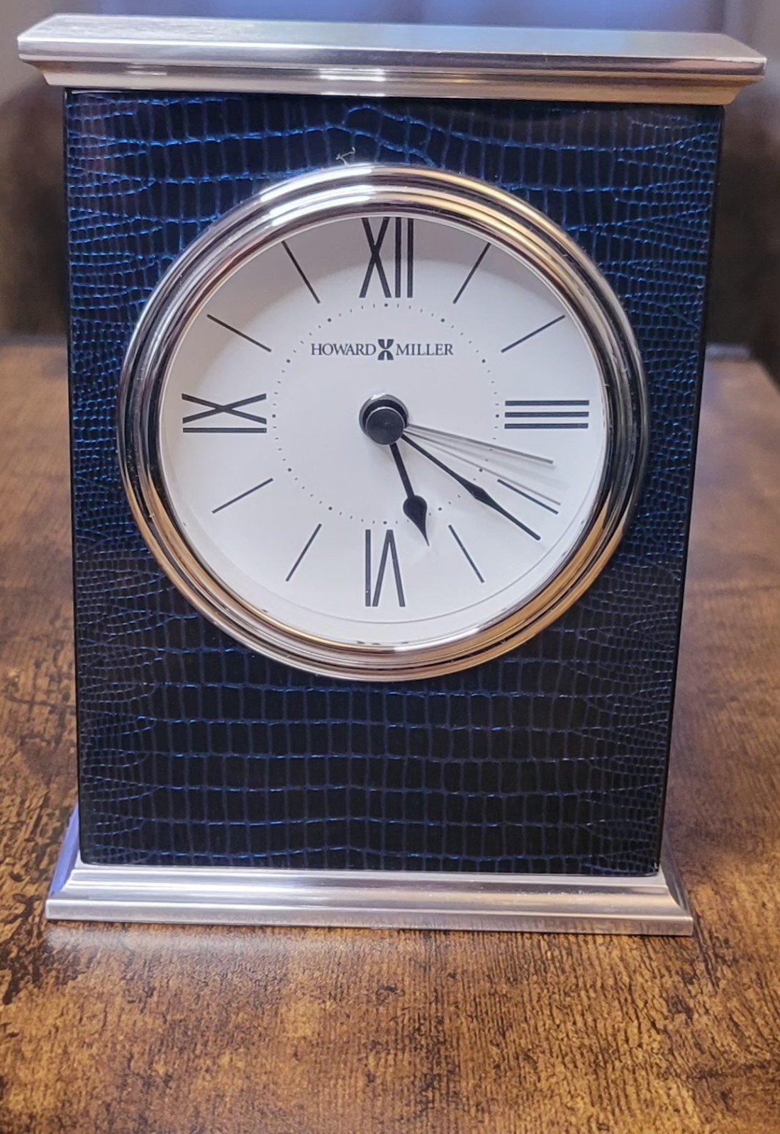 Howard Miller Blue & Silver Table/Alarm Clock 5.5" High X 4 1/4" Model 645-729
