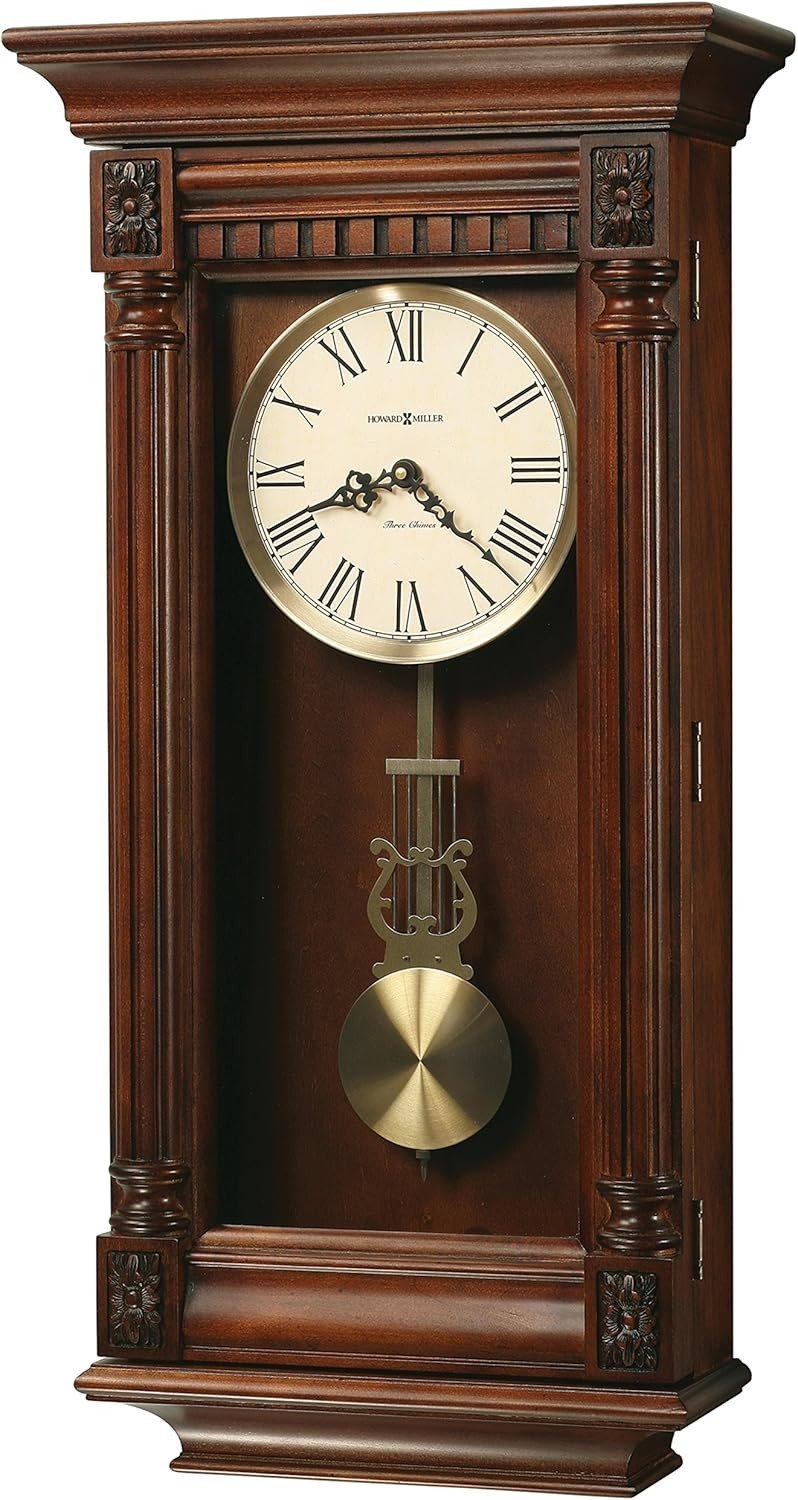Howard Miller Lewisburg Wooden Wall Clock Lyre Howard Miller Lewisburg Wooden Wall Clock Lyre Pendulum & Westminster Chime An image