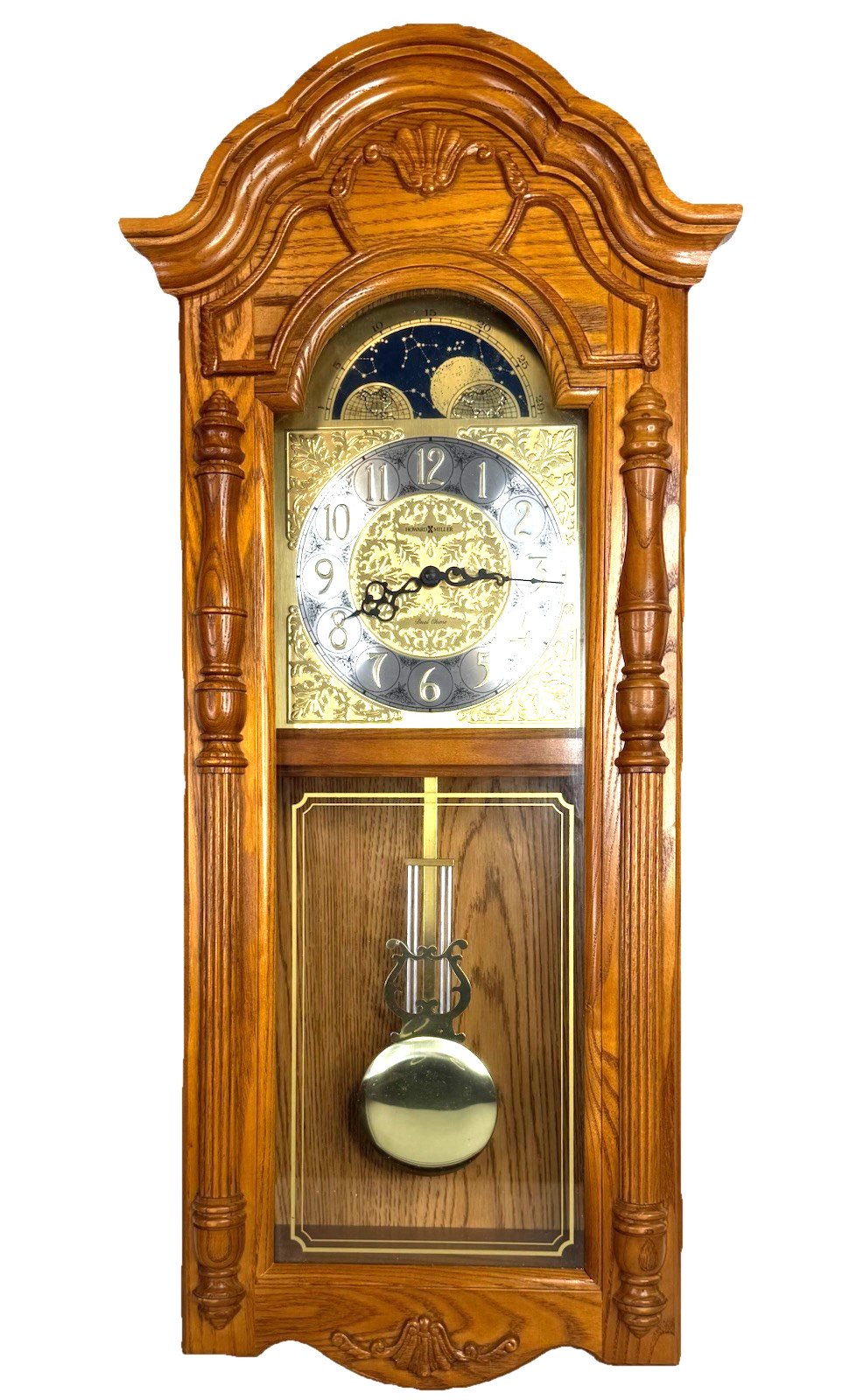 Howard Miller Wall Clock Fixed Moon Phase Scene Model 620-184 Fully Serviced