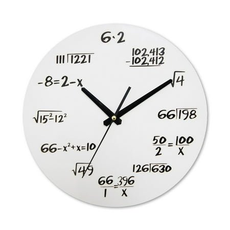 HUONA Math Number Wall Clock Black and White Wooden Wall Clock for Home Living Room Bedroom Office Wall Decorations Type 1