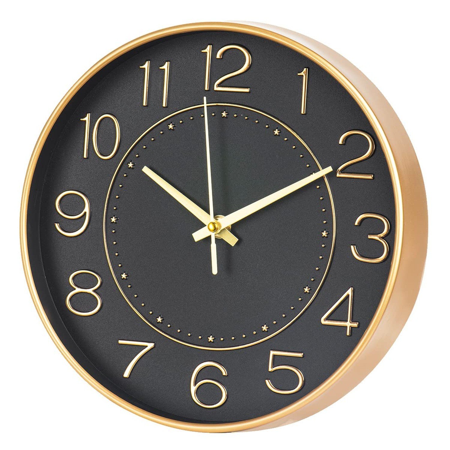 HZDHCLH Modern Wall Clocks Battery Operated,10 inch Black and Gold Clock for ...