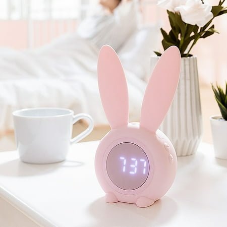 ifundom Alarm Clock Night Light Pink Silicone 1Pack Led Night Light Usb Rechargeable