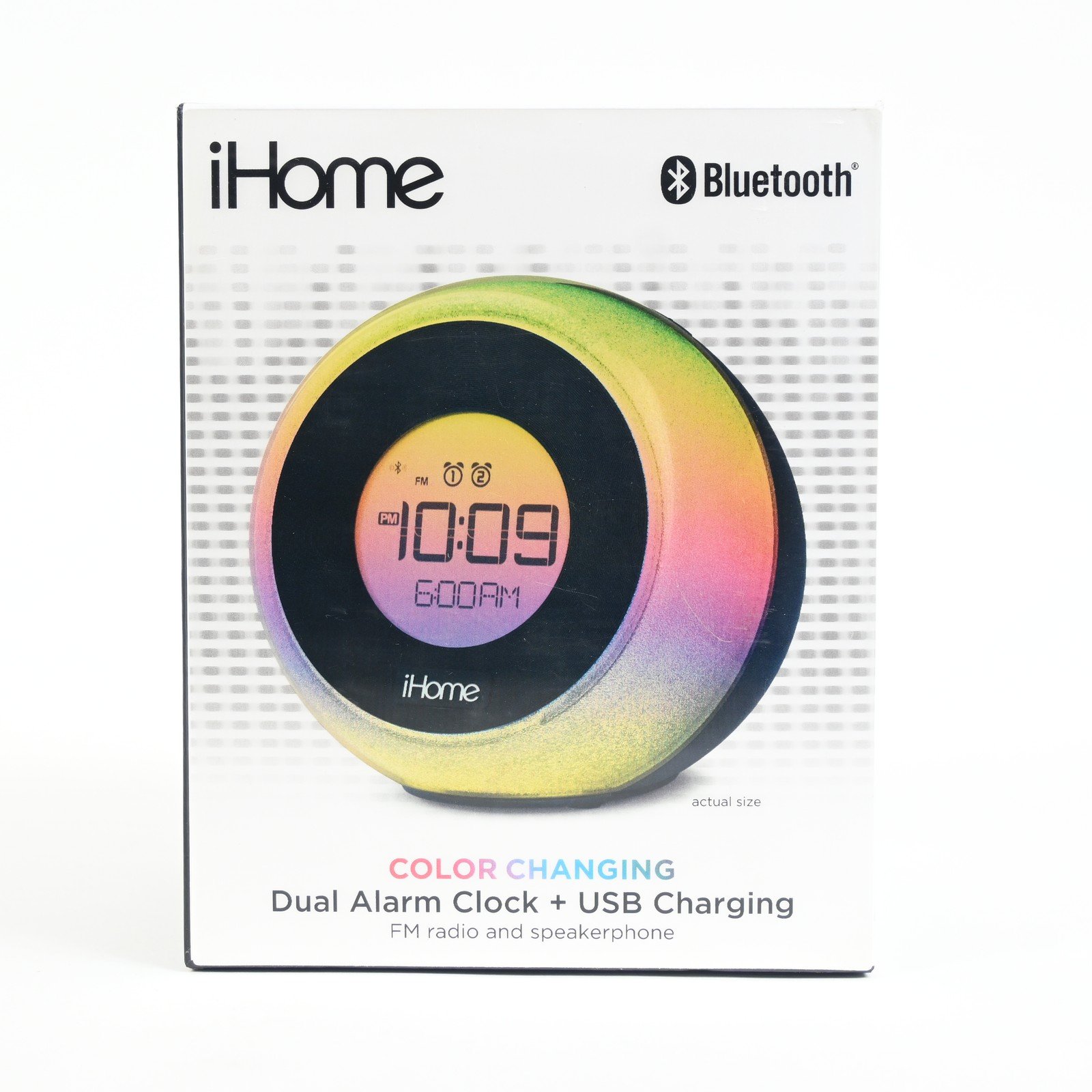 iHome Bluetooth Color Changing Dual Alarm FM Clock Radio And USB Charging