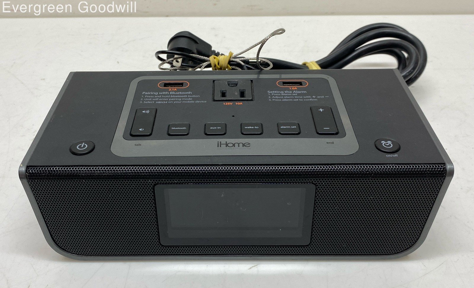 iHome HBH34 Triple Display Bluetooth Alarm Clock Speakerphone Dual USB Charging