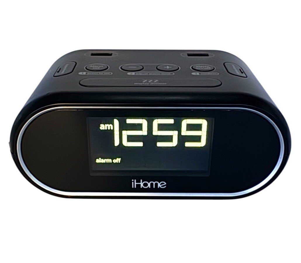 iHome HIH33 LCD Triple Display Alarm Clock with Dual Charging USB
