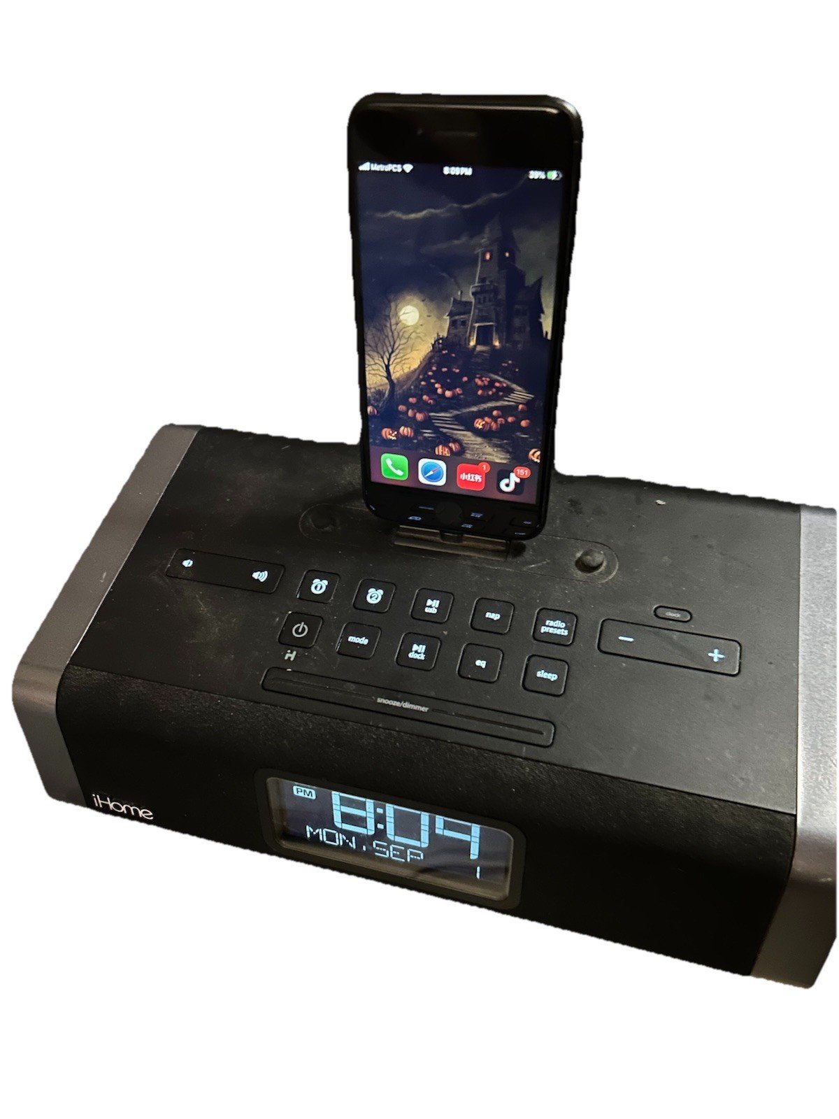 iHome iPhone Dual Charging Stereo FM Alarm Clock Model iDL45, Tested And Works!