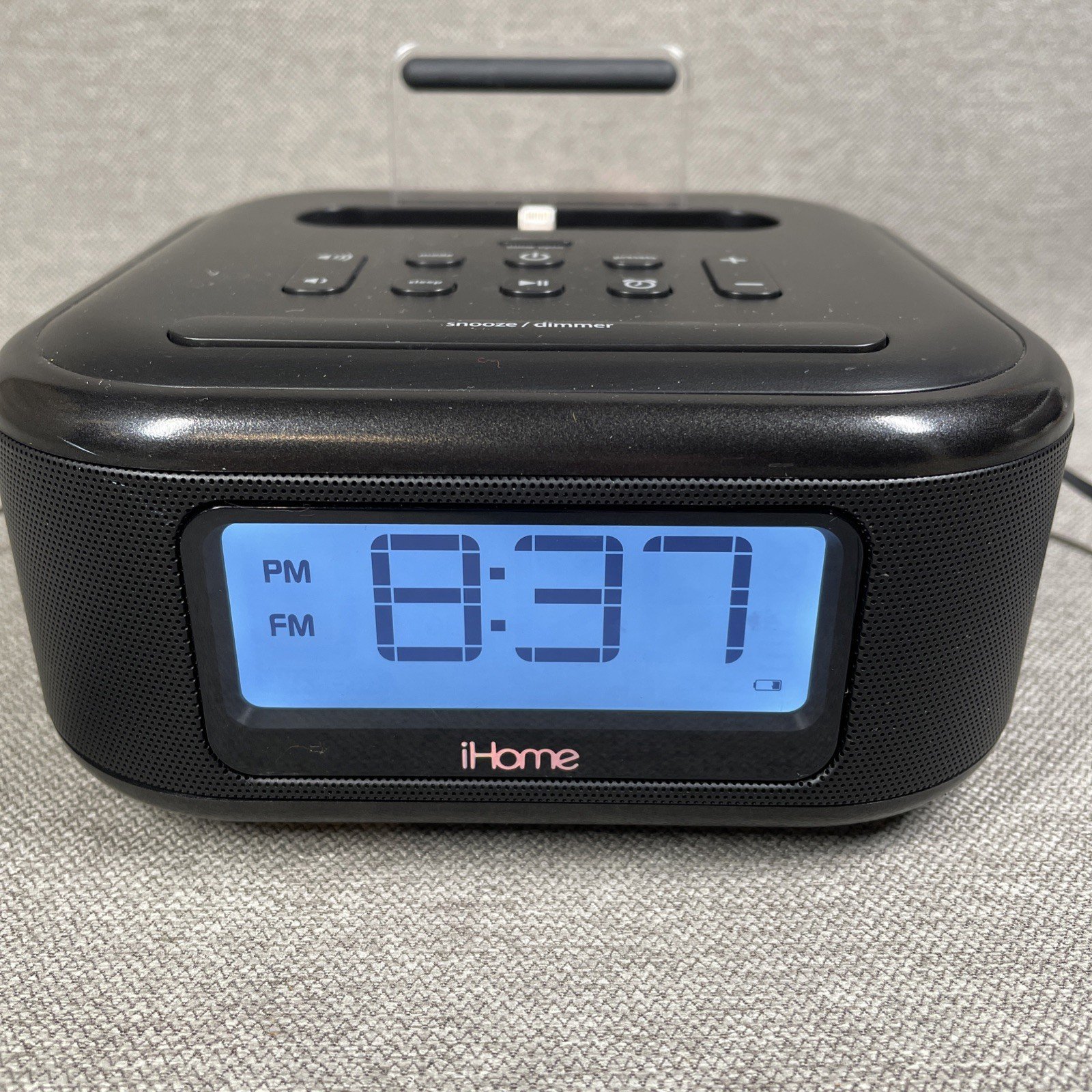 iHome iPL23 Black FM Alarm Clock Radio Stereo Lightning Charger Docking