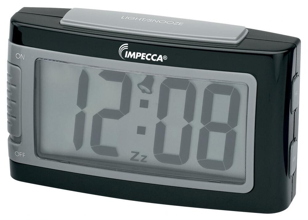 IMPECCA Battery Alarm Clock with Snooze - Black